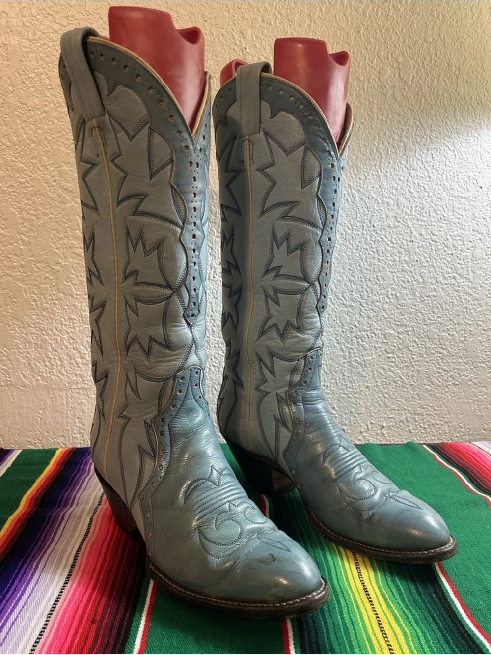 *RARE* Soft Powder Blue Hand Made Laramie Boots